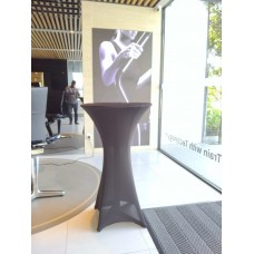Bar table with spandex fitted cover for Rental